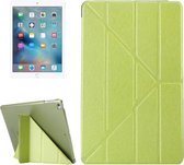 Voor iPad 9.7 (2018) & iPad 9.7 (2017) & iPad Air Silk Texture Horizontale vervorming Flip lederen hoes met drie-vouwbare houder (groen)