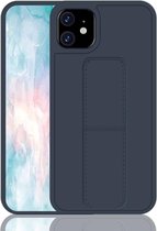 Voor iPhone 11 schokbestendige pc + TPU beschermhoes met polsband en houder (donkerblauw)