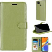 Voor Xiaomi Redmi 9C Pure Color Horizontale Flip PU lederen tas met houder & kaartsleuven & portemonnee & fotolijst (groen)