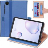 Voor Samsung Galaxy Tab A7.0 T500 (2020) Retro textuur PU + TPU horizontale flip lederen tas met houder & kaartsleuven & draagriem (blauw)