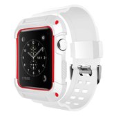 Voor Apple Watch 3/2/1 Generation 38 mm All-in-One siliconen band (wit + rood)