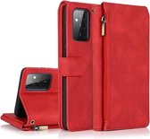 Voor Samsung Galaxy A72 5G Huidgevoel Crazy Horse Textuur Rits Portemonnee Tas Horizontale Flip Leren Case met Houder & Kaartsleuven & Portemonnee & Lanyard (Rood)