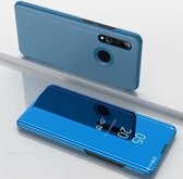 Galvaniserende spiegel horizontale flip lederen tas voor Galaxy A60, met houder (hemelsblauw)