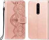 Voor Xiaomi Redmi K20 Flower Vine Embossing Pattern Horizontale Flip Leather Case met Card Slot & Holder & Wallet & Lanyard (Rose Gold)