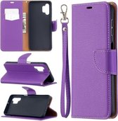 Voor Samsung Galaxy A32 5G Litchi Textuur Pure Kleur Horizontale Flip PU Lederen Case met Houder & Kaartsleuven & Portemonnee & Lanyard (Paars)