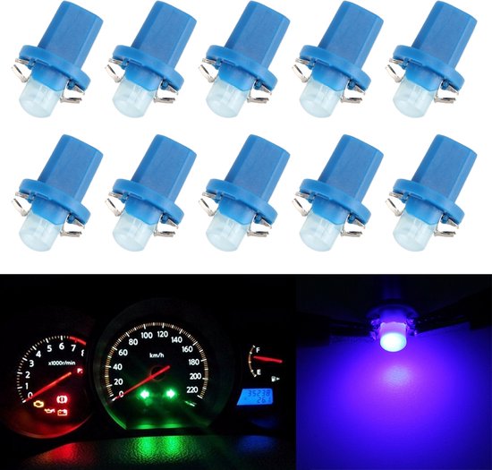 10 STKS 0.4 W B8.5 Wedge Instrument Panel COB LED Licht Dashboard Gauge Cluster Indicator Lamp (Blauw Licht)