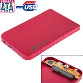 2,5 inch SATA HDD externe behuizing, grootte: 126 mm x 75 mm x 13 mm (rood)