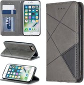 Let op type!! Rhombus Texture Horizontal Flip Magnetic Leather Case with Holder & Card Slots & Wallet For iPhone 8 & 7(Grey)