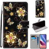 Voor Xiaomi Redmi K40 / K40 Pro / K40 Pro + / Mi 11i / Poco F3 Gekleurde tekening Cross Texture Horizontale Flip PU lederen hoes met houder & kaartsleuven & portemonnee & Lanyard (Gold Diamon