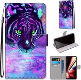 Voor OPPO Realme 5 / 5s / 5i / C3 / C3i / 6i / Narzo10 / 10A / 20A Gekleurde tekening Cross Texture Horizontale flip PU lederen tas met houder & kaartsleuven & portemonnee & lanyard (Tiger Dr