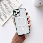 Doorzichtige pc + TPU volledige dekking schokbestendig magnetisch Magsafe-hoesje voor iPhone 11 Pro Max (diepgroen)