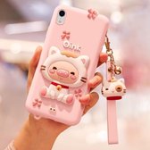 Lovely Pig Full Package Anti Falling Silicone Sleeve voor iPhone XR (roze)