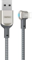 REMAX RC-024i Sury Leyo-serie 1,2 m 2,4 A USB naar 8-pins datakabel (zilver)