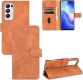 Voor OPPO Find X3 Neo Effen Kleur Huidgevoel Magnetische Gesp Horizontale Flip Kalftextuur PU Lederen Case met Houder & Kaartsleuven & Portemonnee (Bruin)