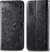 Voor OPPO Find X2 Halverwege Mandala Embossing Pattern Horizontale Flip Leather Case met Houder & Kaartsleuven & Portemonnee & Fotolijst & Lanyard (Zwart)