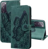 Voor Samsung Galaxy S20 FE Retro Skin Feel Butterflies Embossing Horizontale Flip Leather Case met houder & kaartsleuven & portemonnee (groen)