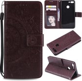 Voor Huawei Honor 9 Lite Totem Bloem Reliëf Horizontale Flip TPU + PU Leather Case met Houder & Kaartsleuven & Portemonnee (Bruin)