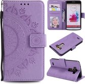 Voor LG G3 Totem Bloem Reliëf Horizontale Flip TPU + PU lederen tas met houder & kaartsleuven & portemonnee (paars)