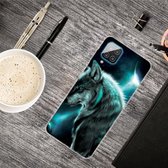 Voor Samsung Galaxy A12 schokbestendig geverfd transparant TPU beschermhoes (Moonlight Wolf)