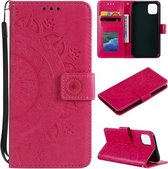 Totem bloem reliëf horizontale flip TPU + PU lederen tas met houder & kaartsleuven & portemonnee voor iPhone 12 mini (rood)