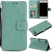 Totem Flower Reliëf Horizontale Flip TPU + PU lederen tas met houder & kaartsleuven & portemonnee voor iPhone 8 Plus / 7 Plus (groen)