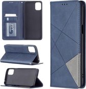 Voor LG K42 Rhombus Texture Horizontale Flip Magnetische Leren Case met Houder & Kaartsleuven (Blauw)