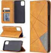 Voor LG K42 Rhombus Texture Horizontale Flip Magnetische Leren Case met Houder & Kaartsleuven (Geel)