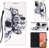 Voor Samsung Galaxy A72 5G 3D Schilderen Horizontale Flip Leren Case met Houder & Kaartsleuf & Portemonnee & Lanyard (Schedel)