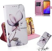 Voor Huawei Y5P Gekleurde Tekening Horizontale Flip Leren Case met Houder & Kaartsleuf & Portemonnee (Magnolia Bloem)
