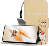 Voor One Plus 8 Pro Gekleurde tekening Horizontale flip lederen tas met houder & kaartsleuf & portemonnee (Shiba Inu)