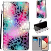 Voor Samsung Galaxy A02s / M02s Gekleurde Tekening Cross Textuur Horizontale Flip PU Lederen Case met Houder & Kaartsleuven & Portemonnee & Lanyard (Doorschijnend Glas)