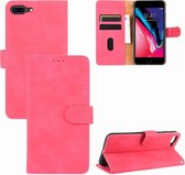 Voor iPhone 8 Plus & 7 Plus Effen Kleur Huidgevoel Magnetische Gesp Horizontale Flip Kalfsstructuur PU Lederen Case met Houder & Kaartsleuven & Portemonnee (Rose Goud)