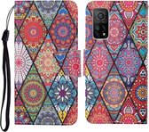 Voor Xiaomi Mi 10T Gekleurde Tekening Patroon Horizontale Flip Leren Case met Houder & Kaartsleuven & Portemonnee & Lanyard (Rhombus Totem)