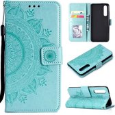 Voor Huawei P30 Totem Bloem Reliëf Horizontale Flip TPU + PU lederen tas met houder & kaartsleuven & portemonnee (groen)