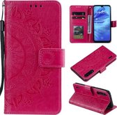 Voor Xiaomi Mi A3 / CC9e Totem Bloem Reliëf Horizontale Flip TPU + PU lederen tas met houder & kaartsleuven & portemonnee (rood)