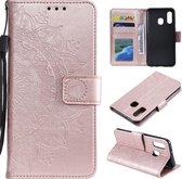 Voor Samsung Galaxy A20e Totem Bloem Reliëf Horizontale Flip TPU + PU Lederen Case met Houder & Kaartsleuven & Portemonnee (Rose Goud)
