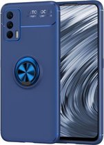 Voor OPPO Realme V15 metalen ringhouder 360 graden roterende TPU-hoes (blauw + blauw)