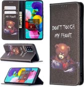 Voor Samsung Galaxy A51 Gekleurde Tekening Patroon Onzichtbare Magnetische Horizontale Flip PU Lederen Case met Houder & Kaartsleuven & Portemonnee (Beer)