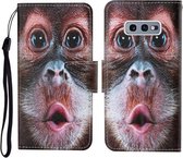 Voor Samsung Galaxy S10e Gekleurde Tekening Patroon Horizontale Flip Leren Case met Houder & Kaartsleuven & Portemonnee & Lanyard (Orang-oetan)