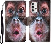 Voor Samsung Galaxy A32 5G Gekleurde Tekening Patroon Horizontale Flip Leren Case met Houder & Kaartsleuven & Portemonnee & Lanyard (Orang-oetan)
