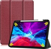 Apple iPad Pro 12.9 (2020) Hoes - Mobigear - Tri-Fold Pencilholder Serie - Kunstlederen Bookcase - Rood - Hoes Geschikt Voor Apple iPad Pro 12.9 (2020)