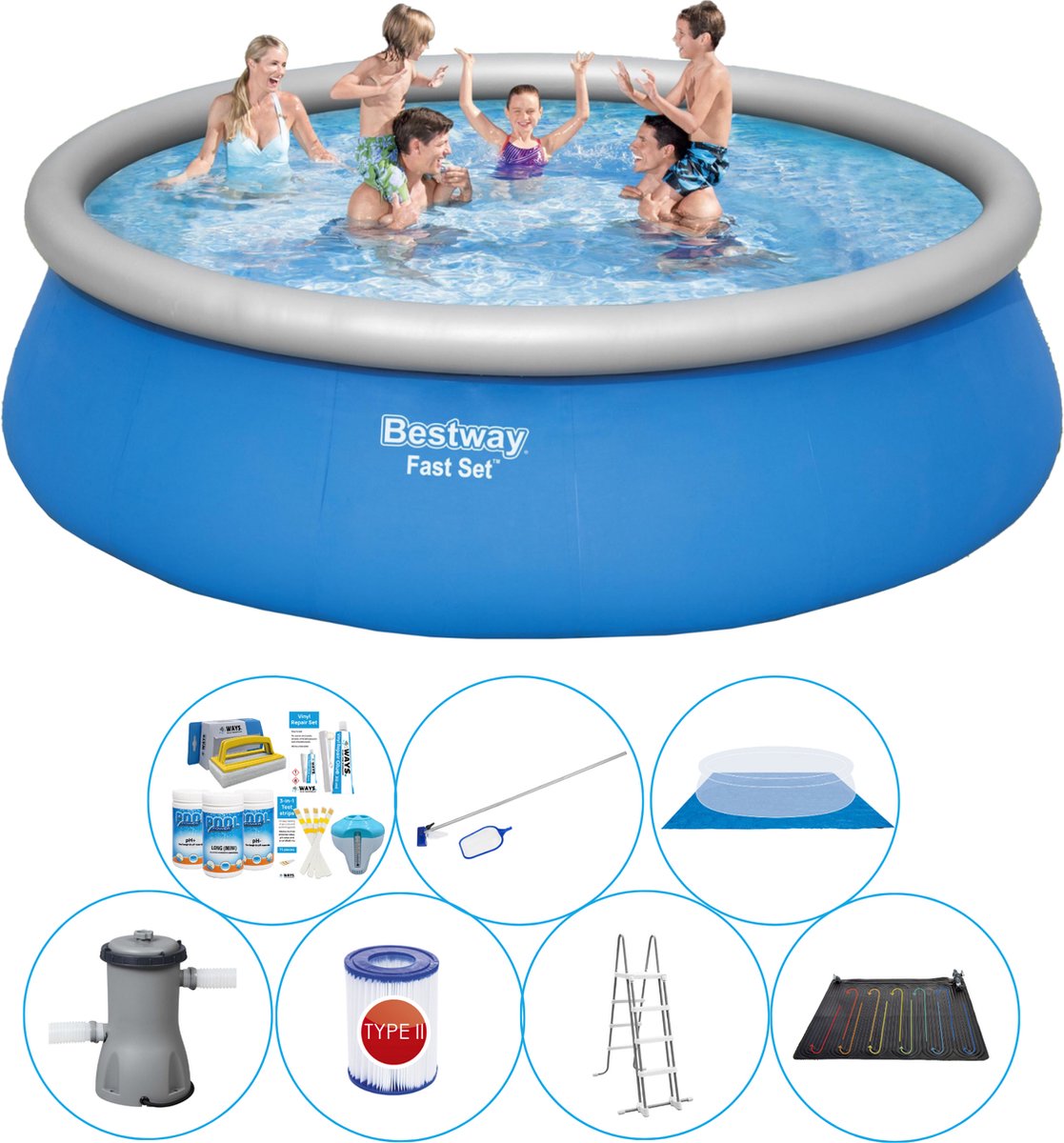 Bestway Ensemble de piscine gonflable ronde Fast Set 457x122 cm