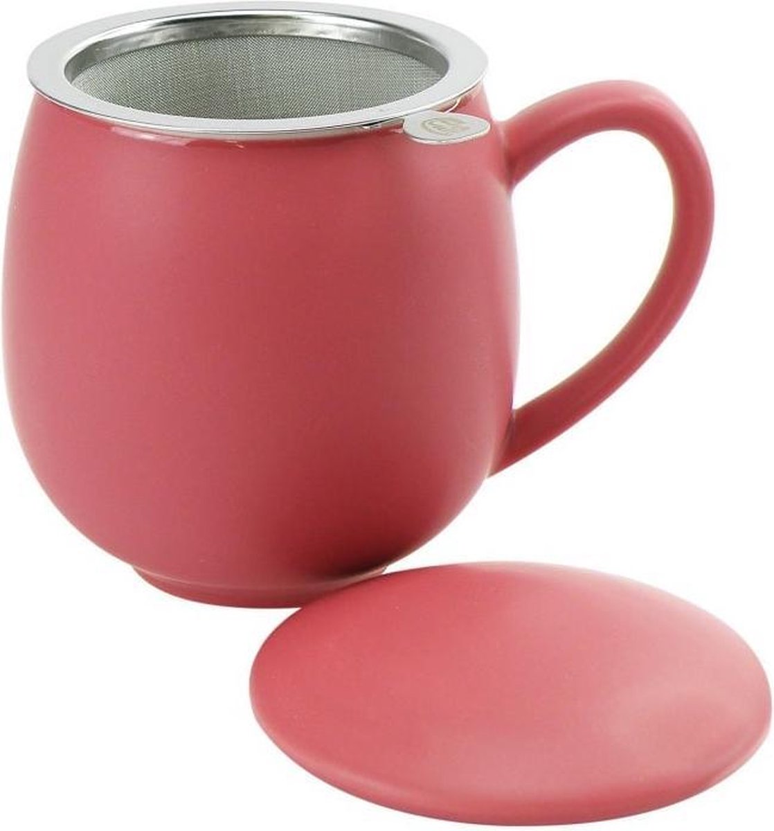 Lot De 2 Tasses Thé Céramique 340 Ml Avec Filtre & Couvercle – Cœurs Rose & Gris – Idéal Cadeau Couple