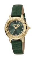 Just Cavalli Glam Chic Green Gold - JC1L151L0025 - Dameshorloge - Groen - Goud - 32 MM - Lederen horlogeband