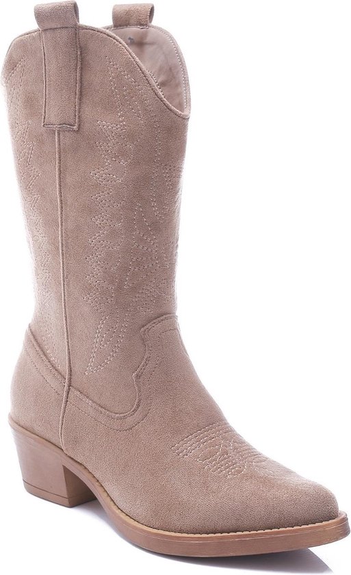 Smile Favorites® Dames Cowboylaarzen - Khaki - Suedine - Maat 36