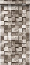 ESTAhome behang 3D-houtmotief bruin - 138530 - 53 cm x 10,05 m
