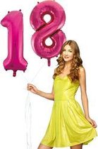 Pink cijfer ballon 18 inclusief helium gevuld.