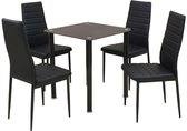 Medina Eetkamerset tafel en stoel zwart 5-delig