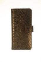Handmade Echt Leer Black Zwart Mamba Snake Apple iPhone 7 Smartphone hoesje book case