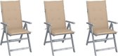 Medina Tuinstoelen 3 st verstelbaar met kussens massief acaciahout